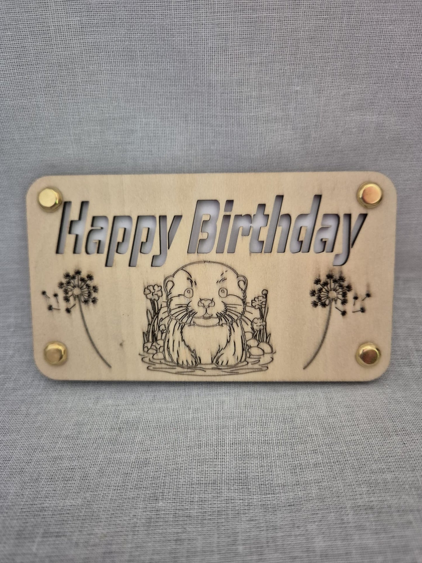 Holz Karte Happy Birthday Otter