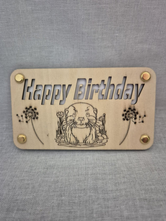 Holz Karte Happy Birthday Otter