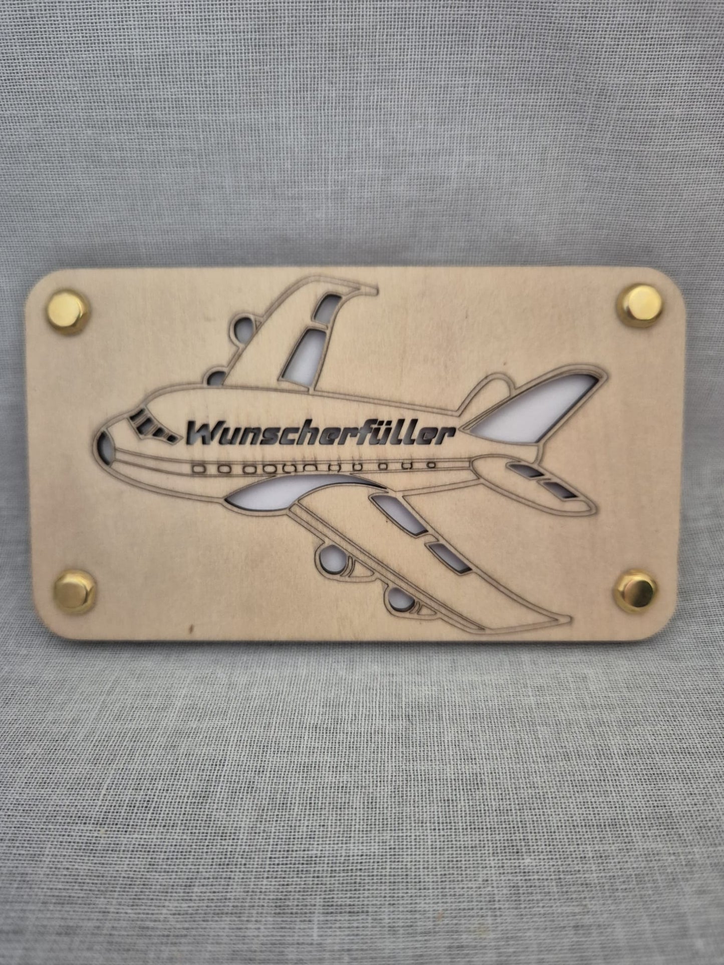 Holz Karte Wunscherfüller Flugzeug